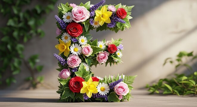 Elegant Floral Letter E Arrangement.