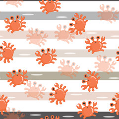 kawaii sea animals character set in a pattern