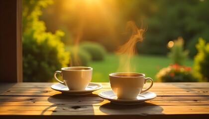 Happy father day concept two cups of coffee