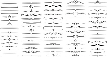 Elegant dividers and ornamental borders provide a decorative design element for invitations, certificates, and vintage layouts.