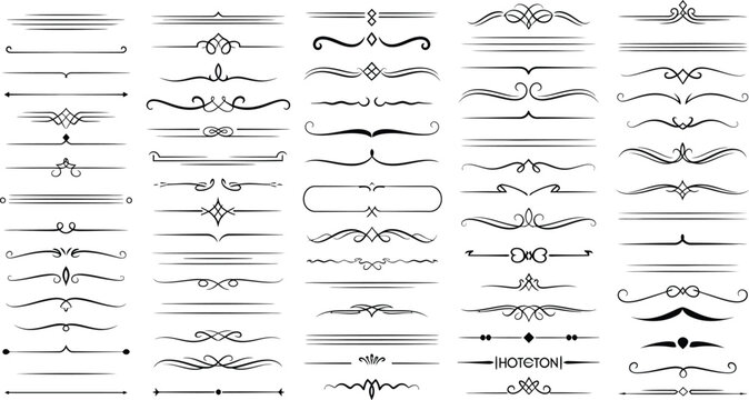 Elegant dividers and ornamental borders provide a decorative design element for invitations, certificates, and vintage layouts.