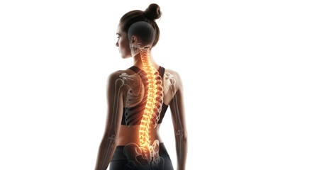 Fototapeta premium Photo of human spine anatomy, isolated on transparent background