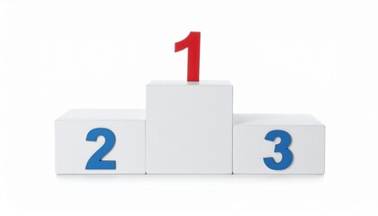 White three-level competition podium with gold numbers 1 2 and 3 for editorial sports achievement recognition and excellence-themed visuals