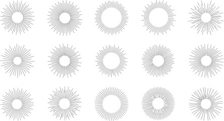 Sunburst design elements showcase radial lines in a circular pattern, perfect for graphic design and artistic compositions.