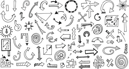 Hand drawn arrows and design elements create a dynamic pattern, perfect for adding a creative touch to any project or presentation.