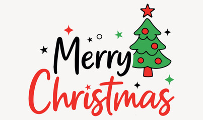 Merry Christmas Tree with Santa Hat, Maryy christmas Tree, Christmas greeting Santa hat, Christmas tree, festive design,