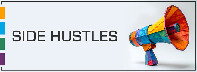 Side Hustles Loudspeaker Colorful Horizontal Grey Text 