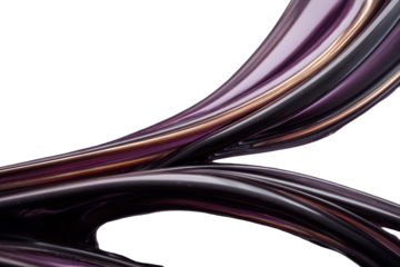 Abstract Metallic Flowing Lines with Reflection on Black Background