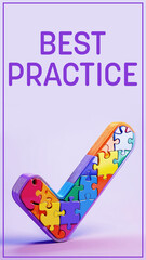 Best Practice Tick Mark Puzzle Pieces Colorful Purple Vertical Text 