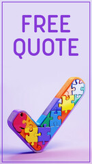 Free Quote Tick Mark Puzzle Pieces Colorful Purple Vertical Text 