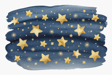 Watercolor navy blue wash with scattered stars design for artistic backgrounds