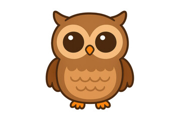 Fototapeta premium Cute brown owl icon with a transparent background