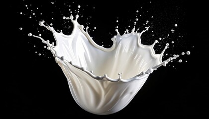 Close-up of white milk splashing isolated on black background