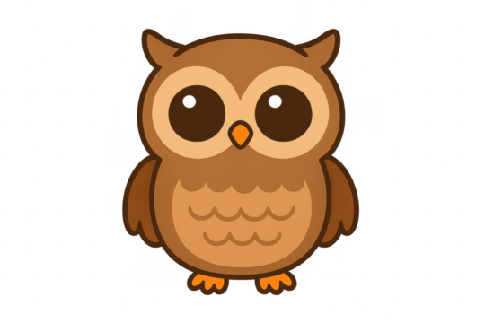 Cute brown owl icon with a transparent background - Powered by Adobe