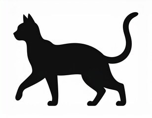Fototapeta premium Black cat silhouette illustration on a white isolated background, perfect for a pet vector art