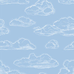 Clouds on the sky seamless pattern