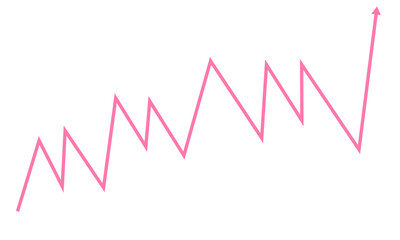 Pink line graph showing upward trend isolated on transparent background
