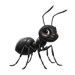 A charming, animated ant stands on a black ground.