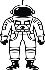 Obraz premium Vintage Spacesuit With Futuristic Upgrades Line Vector