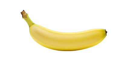 Bright Yellow Banana with Brown Stem on a Vibrant Striped Background