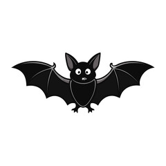Black bat with wide wings and big eyes animal flying