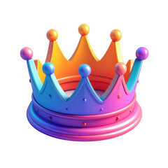Decorative crown featuring gradients of orange, blue, purple, and pink hues in a symmetrical, vibrant composition.