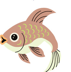 Cheerful Cartoon Goldfish with Large Eyes Detailed Scales and Creamy Orange Fins Perfect for Fun and Colorful Designs