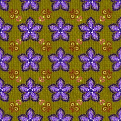 Geometric square patterns, designed fabric patterns, background, flowers
