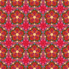 Geometric square patterns, designed fabric patterns, background, flowers