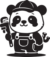 Cute cartoon panda baby character head icon with black bear drawing and funny wild animal face illustration