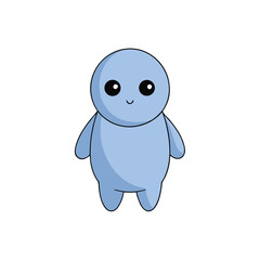 Cute blue blob character with big eyes blue character