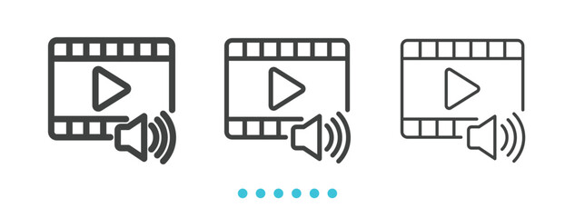 Video Player Icon. Thin linen icon vector.