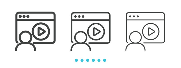 Video Player Icon. Thin linen icon vector.