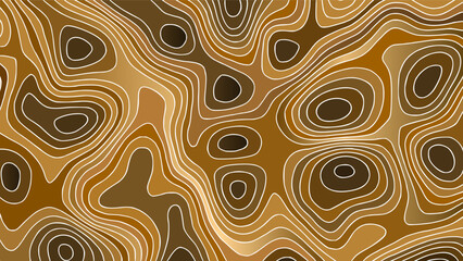 Stylized topographic map vector featuring organic contour lines in warm earth tones-brown, tan, and beige-evoking natural elevation patterns and terrain flow