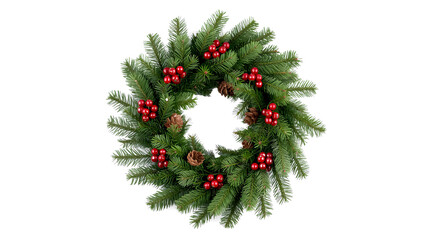 Buy christmas wreath with red berries and pine cones holiday decoration online