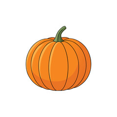 Orange pumpkin with green stem simple illustration