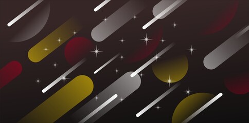 Abstract cosmic pattern with red, yellow, and silver shapes
