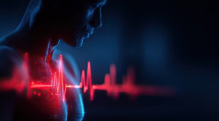 Digital heart monitor graphic of a person