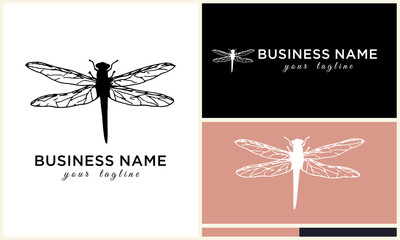 Dragonfly Logo Design Elements on White.