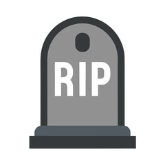 Simple flat design gravestone with R I P text tombstone