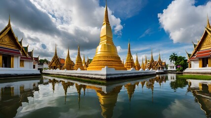 Thai Pagoda Surrounded by Water