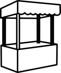 Vector silhouette of a market stall stand illustration