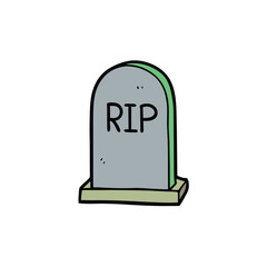 Simple gravestone with R I P text flat design tombstone