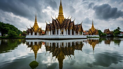 Temple Complex Reflected on Water