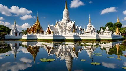 White Pagoda Temple with Reflection