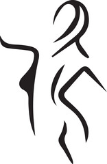 Abstract Black Silhouette Depiction of a Figure with Curved Lines Creating Dynamic and Minimalist Visuals in a Graphic Style