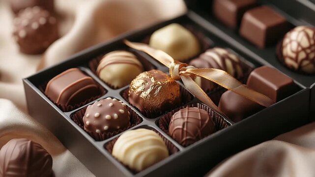 Elegant Box of Assorted Gourmet Chocolate Pralines.