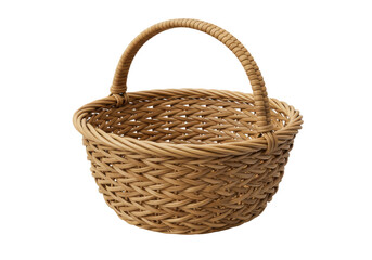 Fototapeta premium Isolated woven basket with a handle for household items, easter gifts, or flower arrangements