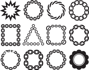 Vector collection of ornamental frames borders decorative shapes and elements in black and white