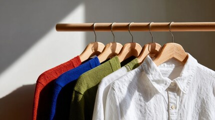 Shadows play on crisp shirts in autumnal colors, capturing effortless style suitable for Diwali celebrations and Scandinavian hygge moments